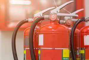 Line of fire extinguishers
