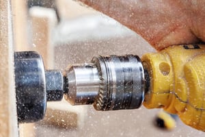 Drilling with a hole saw drill bit